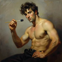 attractive male, painting by frank frazetta
