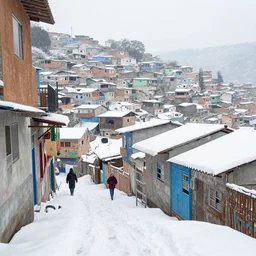 snow day in a brazil favela
