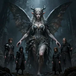 A portrait of a monstrous  fairy by Greg Rutkowski, Sung Choi, Mitchell Mohrhauser, Maciej Kuciara, Johnson Ting, Maxim Verehin, Peter Konig, Bloodborne, 8k photorealistic, cinematic lighting, HD, high details, dramatic, dark atmosphere, trending on artstation