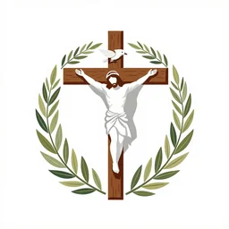 retro vintage masterpiece, christianity, white background, jesus, dove, harvest, cross, colors svg