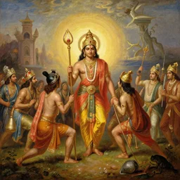 an epic scene from Ramayan, oil on canvas, by Albert Bierstadt, 8K,