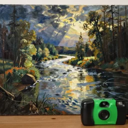 painting of a beautiful river landscape by michal karcz., taken by a disposable camera | horror | nightmare