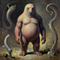 space pazuzu, oil painting by giger, mobius and beksinski