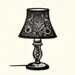 lamp, linocut, tones of black, dot
