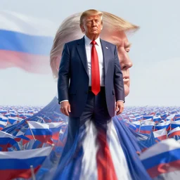 Donald Trump as a terminator eliminating waves of russians, digital art, 8k, UHD