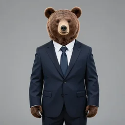 bear with suit, professional, 4 k, full frame