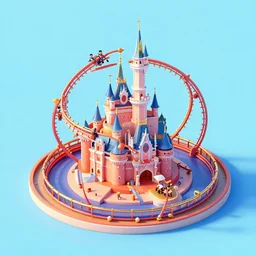 isometric small world ride, disneyland, wdw, 3 d render, in the style of yoworld, vmk myvmk, artstation, by miha rinne