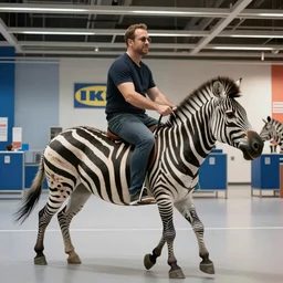 Saul Goodman riding a zebra in Ikea