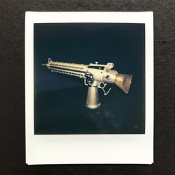 old polaroid of a futuristic weapon in the world war 2