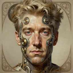 portrait of david lynch symmetry!! machine parts embedded into face, intricate, elegant, highly detailed, digital painting, artstation, concept art, smooth, sharp focus, illustration, art by artgerm and greg rutkowski and alphonse mucha, 8 k