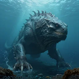 sea beast of the depths in the style of michael whelan and h. p. lovecraft. hyperdetailed photorealism by greg rutkowski. sci - fi oceanic beast
