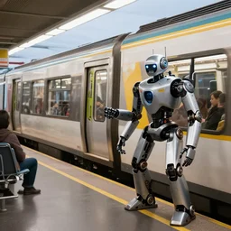 metro trains held apart by a metroid robot