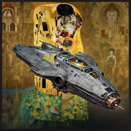 concept art, exterior illustration of a spaceship floating, cinematic, dynamic composition, craig mullins, all seeing eye, jean giraud, sparth,, gustav klimt, warhammer 4 0 k, buddhist architecture, omni magazine, dieter rams, mecha,, zaha hadid, foreboding, mysticism, alphonse mucha, intricate. insect like