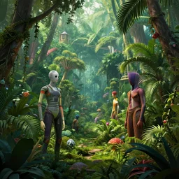 jungle by artstation, deviantart, artfol, artslant artbox, cgsociety, gfxartist, artful, zatista, artpal, instagram, blendernation, frank stella, beeple, giger, kopera, zawadzki, synth - wave, hyperrealism, futurism 4 k, octane render