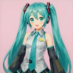 a portrait of Hatsune miku by Wayne Thiebaud, painting by Wayne Thiebaud