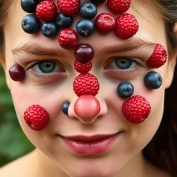 a face made with berries