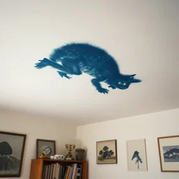 a cyanotype of a strange creature crawling on the ceiling of the living room by zdzisław beksinski