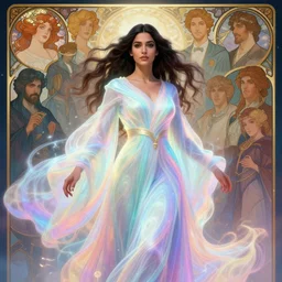 asymmetric portrait, medium shot, maya ali, wind sorcerer, gloomhaven, luminescent, fantasy robe, colorful swirly magic ripples, unreal engine, smooth, pastel colours, by greg manchess, alphonse mucha, huang guangjian, gil elvgren, sachin teng, greg rutkowski, jesper ejsing, ilya kuvshinov