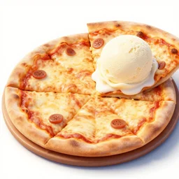 pizza with ice cream on it