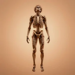 starving man floating and facing away, skin and bones, hazy orange background, trending on artstation, incredibly detailed, realistic, personal, full body shot