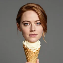 emma stone's head on top of an ice cream cone, epic composition, 2 0 0 mm focal length, donato giancola, tim hildebrandt, wayne barlow, bruce pennington, larry elmore