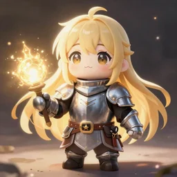 cute fumo plush of a gentle knight who has the power to destroy the world, anime girl