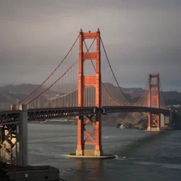 tilt-shift photograph of san francisco bridge
