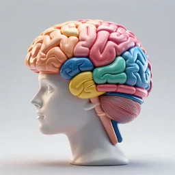 a colorful statue constructing a mind / brain piece by piece, highly detailed, artstation, smooth, sharp focus, clean shaped colored cyberpunk digital artwork by kim jung gi, leonardo davinci, mc escher, moebius, cyberpunk