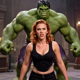 angry muscular scarlett johansson as dr bruce banner 1 9 7 7 the incredible hulk tv series, transformation scene, don't make me angry