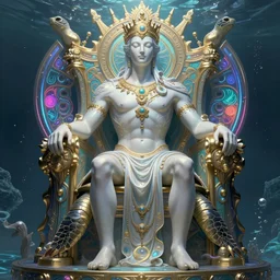 portrait turtle king, throne in the ocean , ssci-fi, fantasy, intricate, very very beautiful, elegant, human anatomy, neon light, highly detailed, digital painting, artstation, concept art, smooth, sharp focus, illustration, art by tian zi and WLOP and alphonse mucha