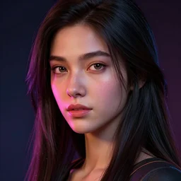 highly detailed portrait of a young woman with long dark hair, art by greg rutkowski, unreal engine, high quality, vivid, stunning lighting