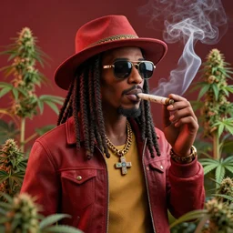 jamaican spock smoking a joint surrounded by smoke and marihuana plants, soft texture, very realistic 3 d render, soft lights, 4 k, high detailed photography red, 5 0 mm lens, rich colors, smooth gradients, depth of field, cinematic, hyper realism, high detail, octane render, unreal engine, 8 k, vibrant colors