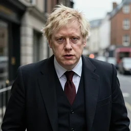 Boris Johnson as Hannibal Lecter, morbid, evil, dark photography, realistic, candid street portrait in the style of Rehahn award winning, Sony a7R,