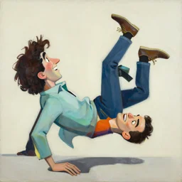 greg manchess portrait of a man tripping and falling, profile picture, organic painting, sunny day, matte painting, bold shapes, hard edges, street art, trending on artstation, by huang guangjian, gil elvgren, ruan jia, randy vargas, greg rutkowski