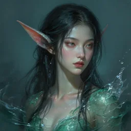 asian female water elemental, lifelike, portrait, highly detailed, digital painting, artstation, concept art, sharp focus, illustration, cinematic lighting, art by artgerm and greg rutkowski and alphonse mucha 5 0 5 0