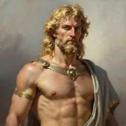 painted portrait of rugged dionysus greek god of wine, blonde hair masculine, mature handsome upper body muscular torso fantasy, intricate, elegant, extremely detailed digital painting trending artstation concept art heroic portrait sharp focus, illustration, art by greg rutkowski magali villeneuve gaston bussiere