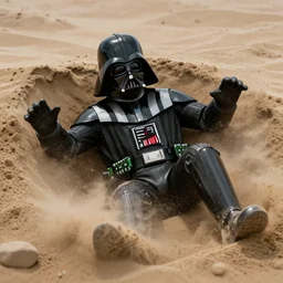darth vader panicing in a pit of sand
