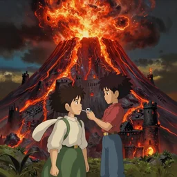 a wholesome animation key shot, magma castle inside a volcano, studio ghibli, pixar and disney animation, sharp, rendered in unreal engine 5, anime key art by greg rutkowski, bloom, dramatic lighting