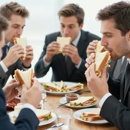 stock photo collection of business men eating a ham sandwich, photo, n - 9