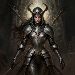 symmetry!! darkest dungeon portrait of a female crusader, unholy, intricate, highly detailed, dynamic lighting, digital art, digital painting, artstation, terese nielsen, sharp focus, illustration, art by artgerm and greg rutkowski and moebius, 8 k