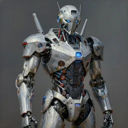 a portrait of a robot with high tech armor, high detailed greg rutkowski painting, by adrian ghenie and gerhard richter. art by takato yamamoto. masterpiece, deep colours.