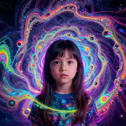 cosmic girl, 2 0 yo, medium close - up, infinite fractal waves, bright neon colors, highly detailed, cinematic, panoramic, tim white, michael whelan, roger dean, bob eggleton, philippe druillet, vladimir kush, kubrick, alfred kelsner, boris vallejo