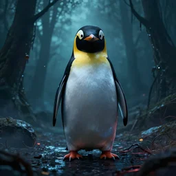 cyber penguin in fallout 4, horror scene