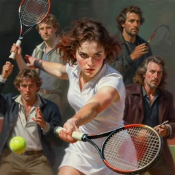 shalltear bloodfallen playing tennis, detailed, centered, digital painting, artstation, concept art, donato giancola, joseph christian leyendecker, wlop, boris vallejo, breathtaking, 8 k resolution, extremely detailed, beautiful, establishing shot, artistic, hyperrealistic, beautiful face, octane render, cinematic lighting, dramatic lighting, masterpiece
