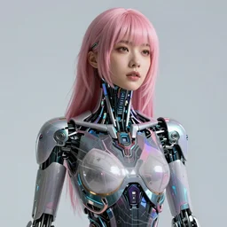 portrait of a beautiful asian woman with pink hair as a cyberpunk cyborg half robot, sci - fi, missing panels, intricate abstract upper body intricate artwork, concept art, octane render, deviantart, cinematic, key art, hyperrealism, iridescent accents, portrait photograph, nikon 3 5 mm, photograph by greg rutkowski