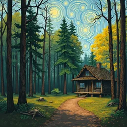 [ a log cabin in the forest ] [ van gogh ] [ 1 9 7 0 s ]