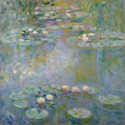 an impressionism oil painting of water lilies pond by claude monet