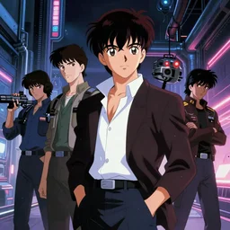full - color cinematic movie still from the 1 9 8 2 anime - adaptation by osamu tezuka of blade runner. science - fiction ; action ; neon ; gritty ; dystopian ; detective mystery.