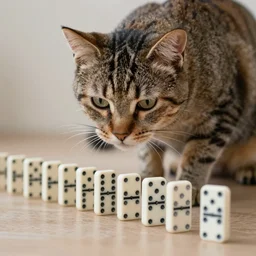 cat playing domino