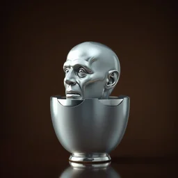 egg cup with vin diesel head inside, silver egg cup, head is an egg, hyper detailed, digital art, artstation, cinematic lighting, studio quality, smooth render, by boris vallejo, android jones, artgerm, caravaggio